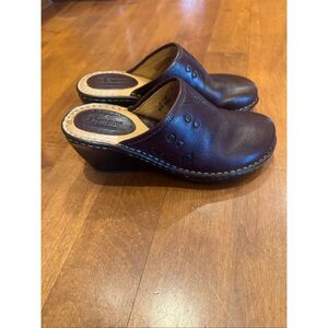 Born Leather Wedge Clogs  brown | Women’s Size 8